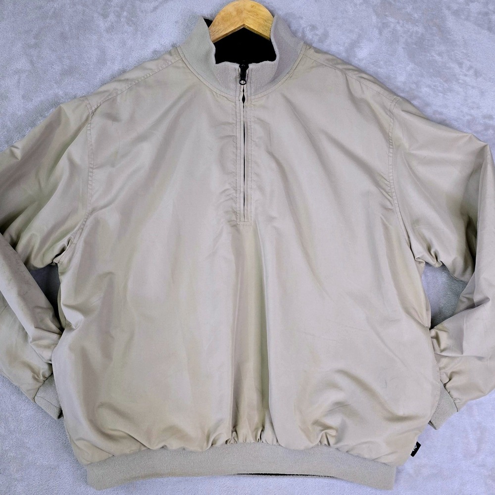 Wedge Golf & Beyond Mens Size L Reversible 1/4 Zip Pullover Jacket Beige Black - Picture 12 of 15
